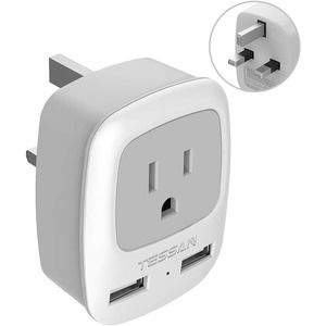 TESSAN European Travel Plug Adapter, International Power Plug with 2 USB Ports